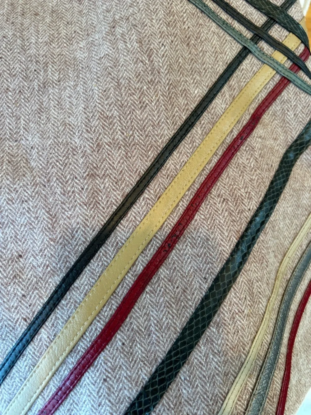 Express Brown Pencil Skirt with Diagonal Stripe Accents & Brown Buttons Down Top - Picture 9 of 12